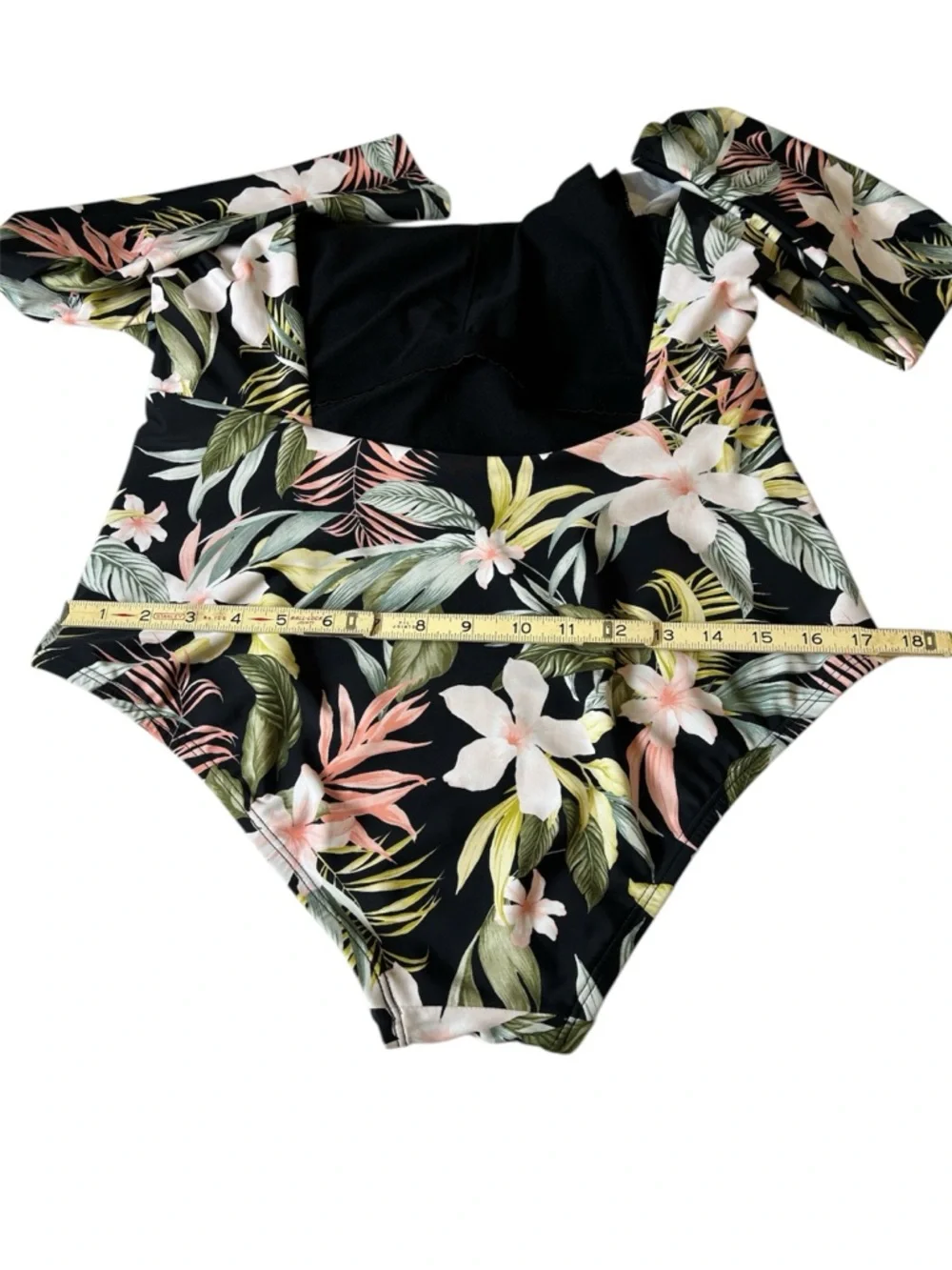 Kona Sol Black Floral Cutout Rash Guard Beach Swimsuit Size Large